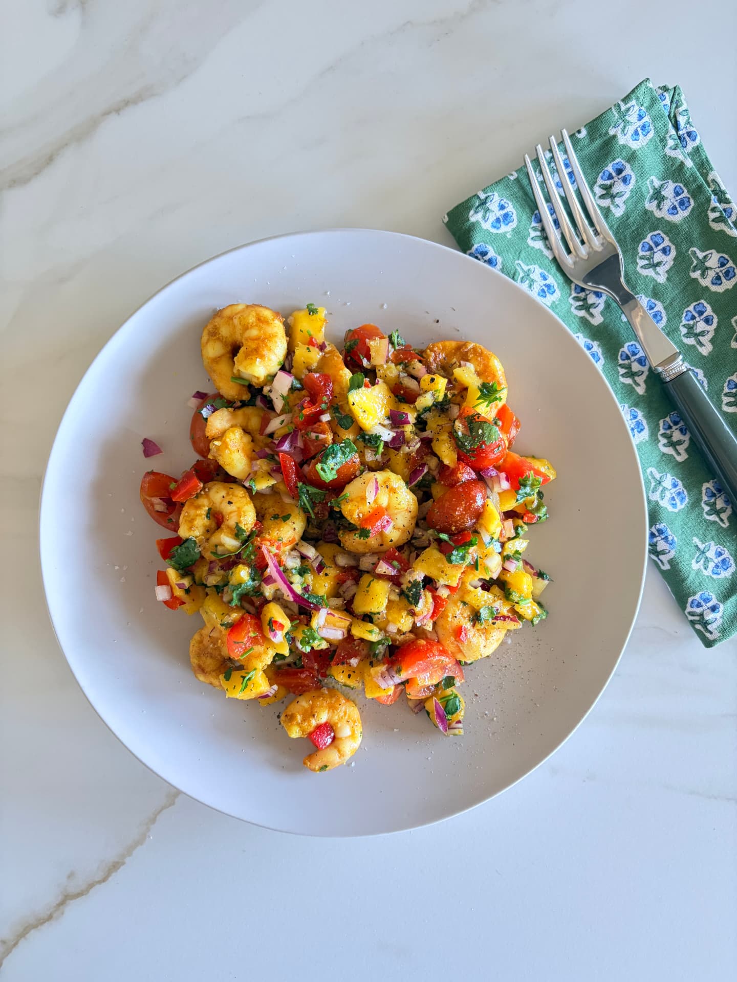 Mango Salad with Spiced Prawns