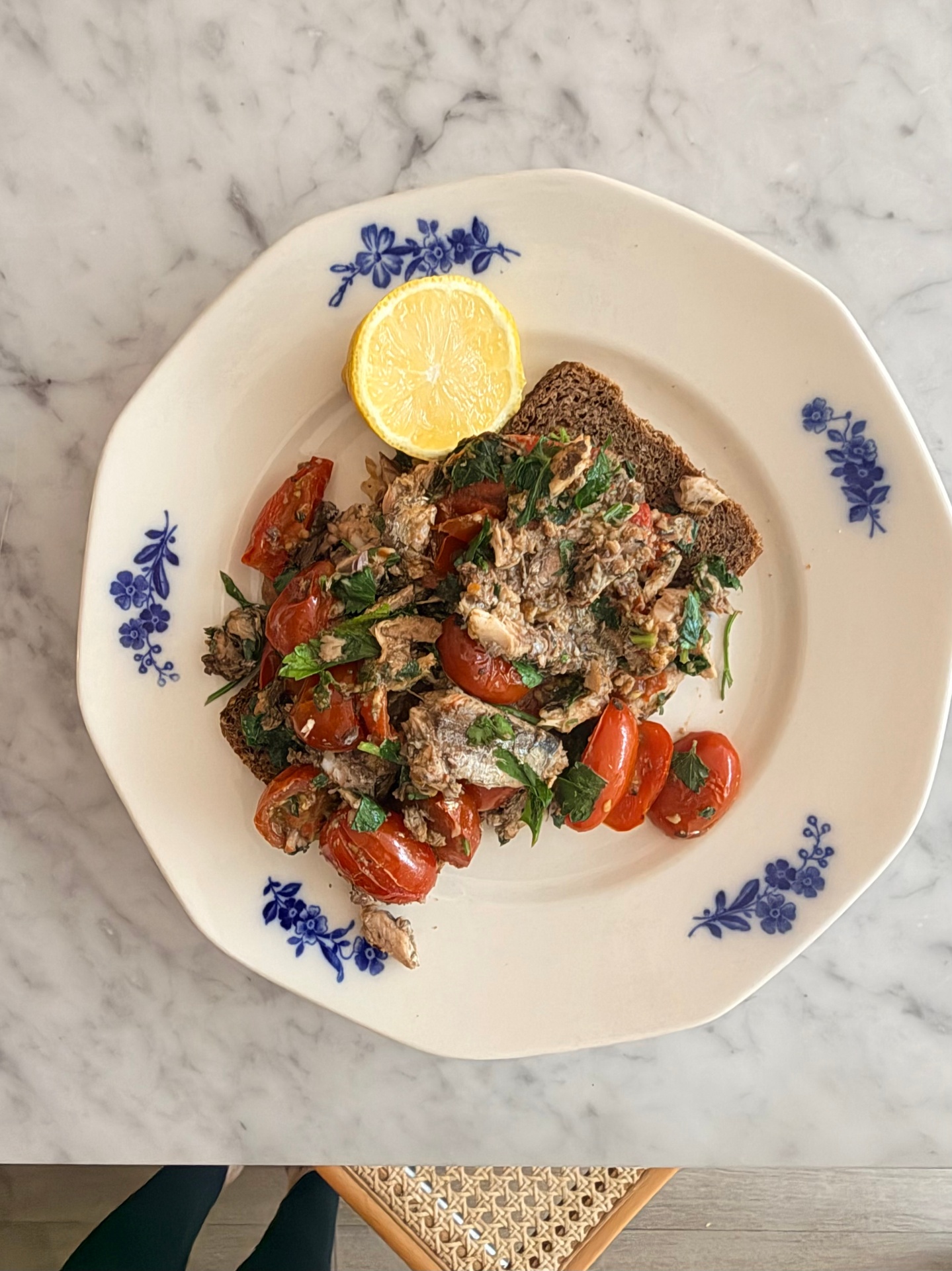 Sardines on Toast with Garlicky Tomatoes