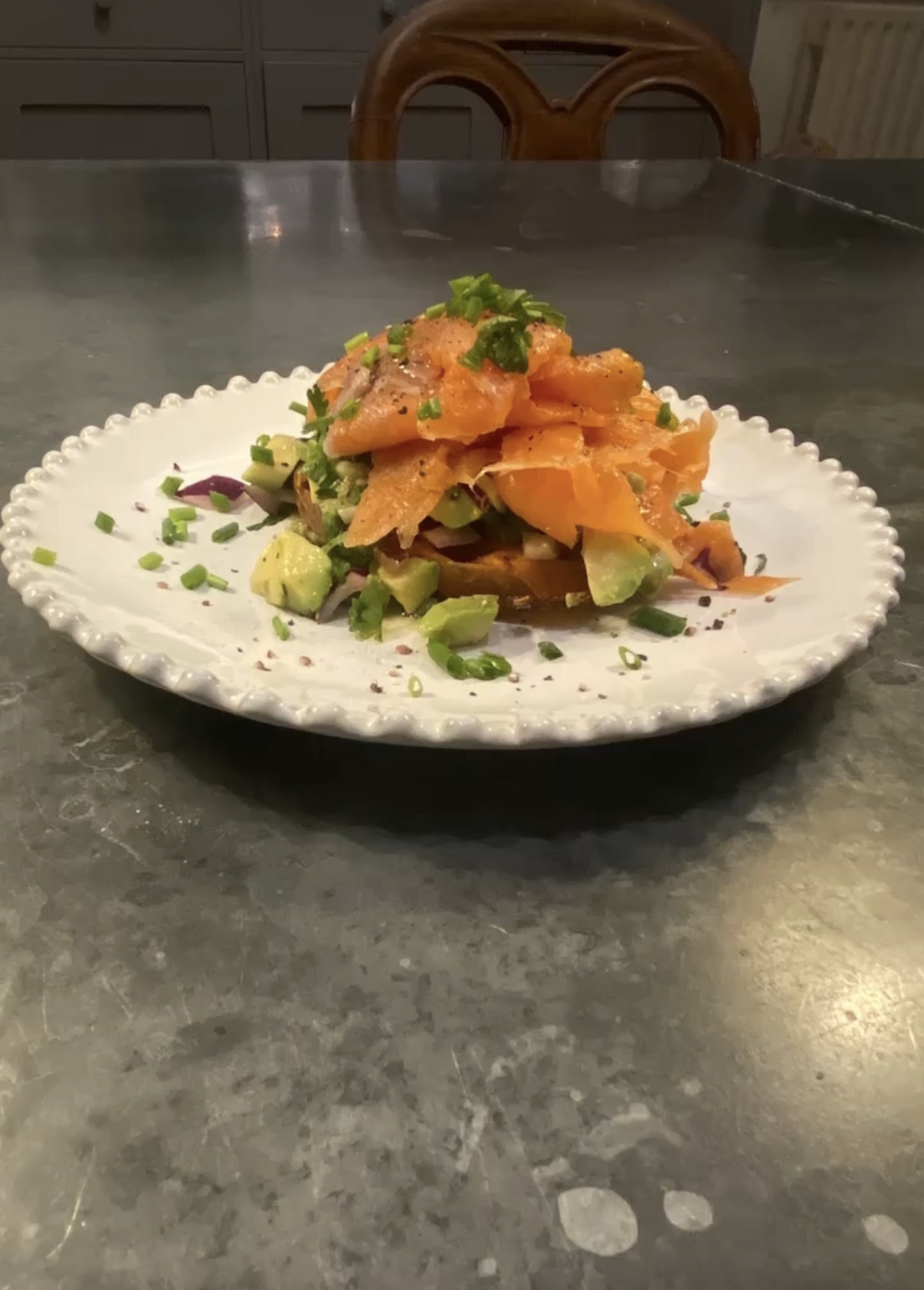 Sweet Potato Waffle with Smoked Salmon