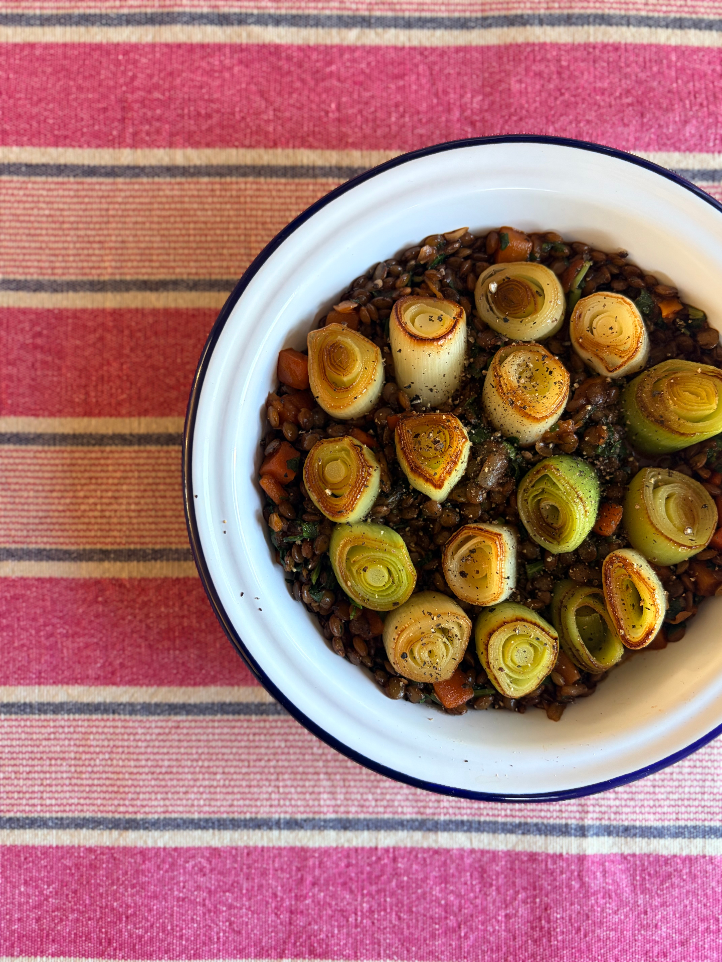Braised Leeks with Spicy Lentils