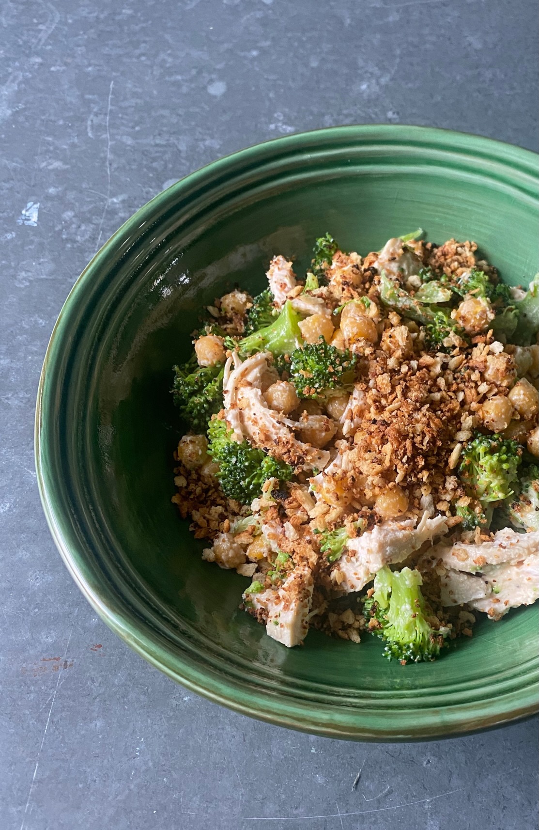 Broccoli Caesar salad with chickpeas & toasted breadcrumbs