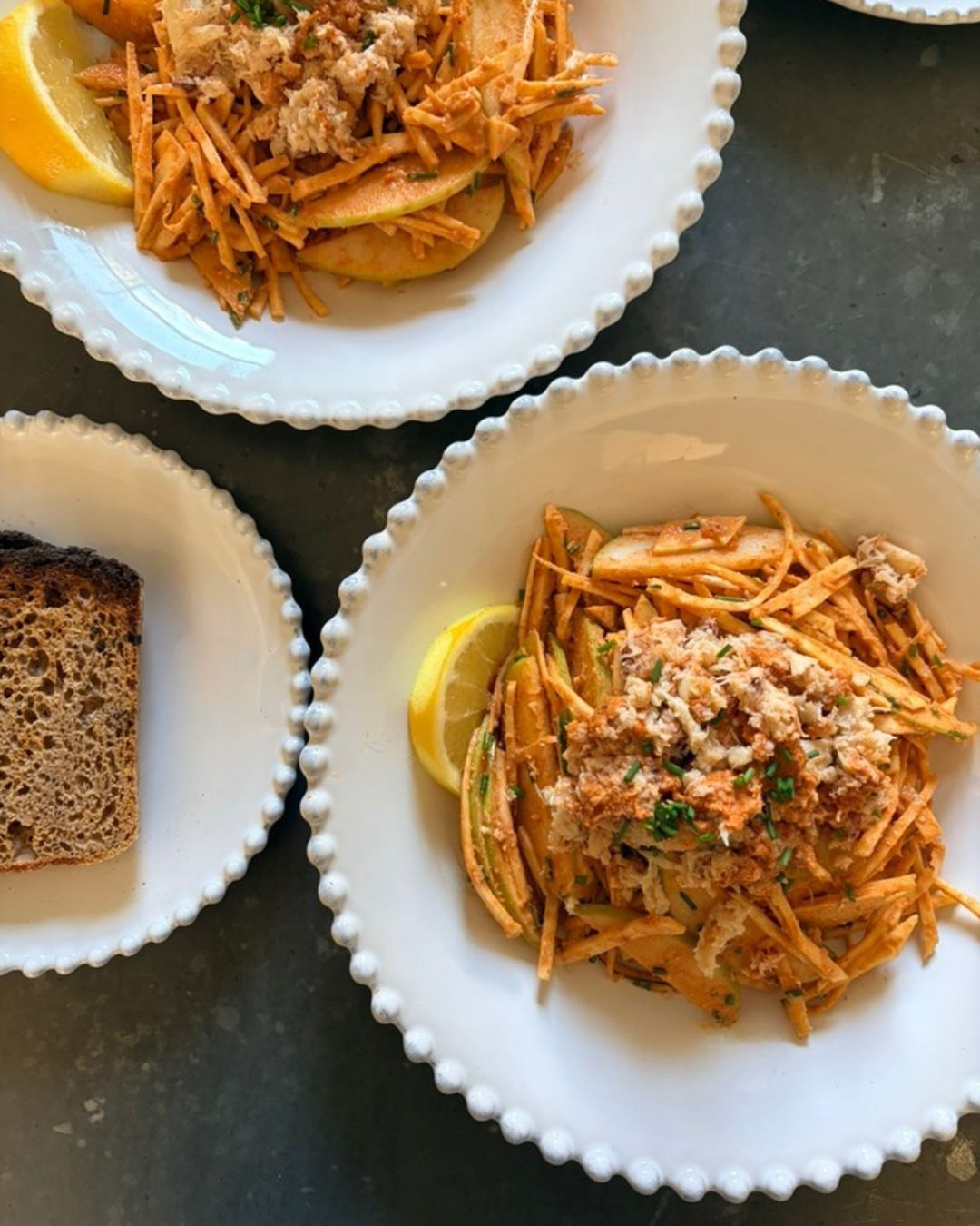Celeriac and crab on toast