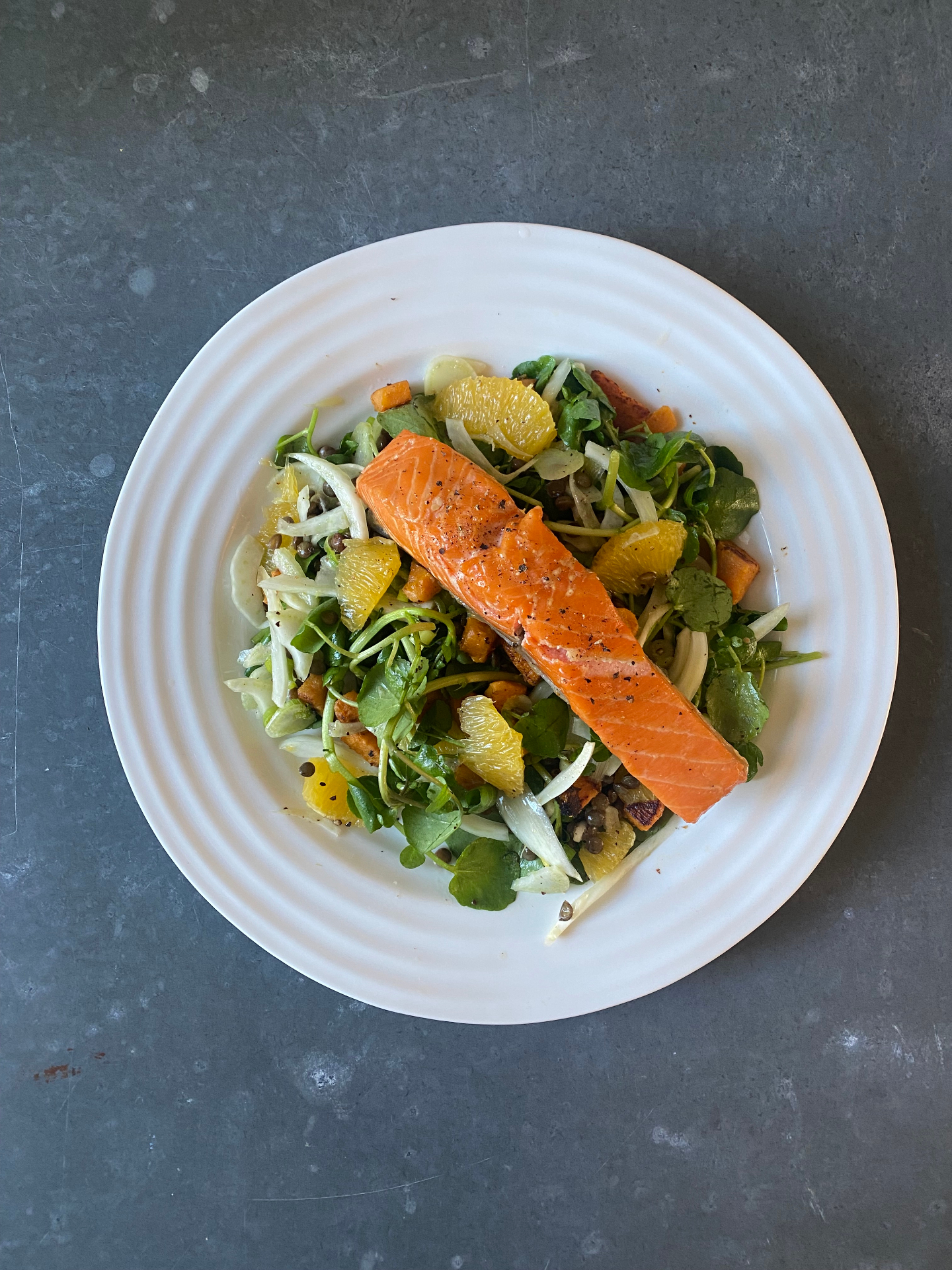 Fennel, orange & salmon salad