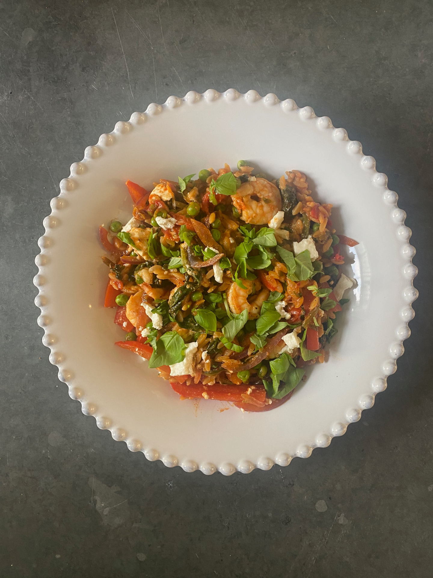 Prawn & feta skillet