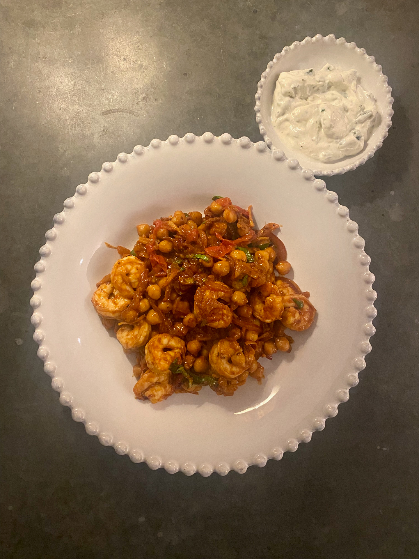 Prawn chaat masala chickpea curry