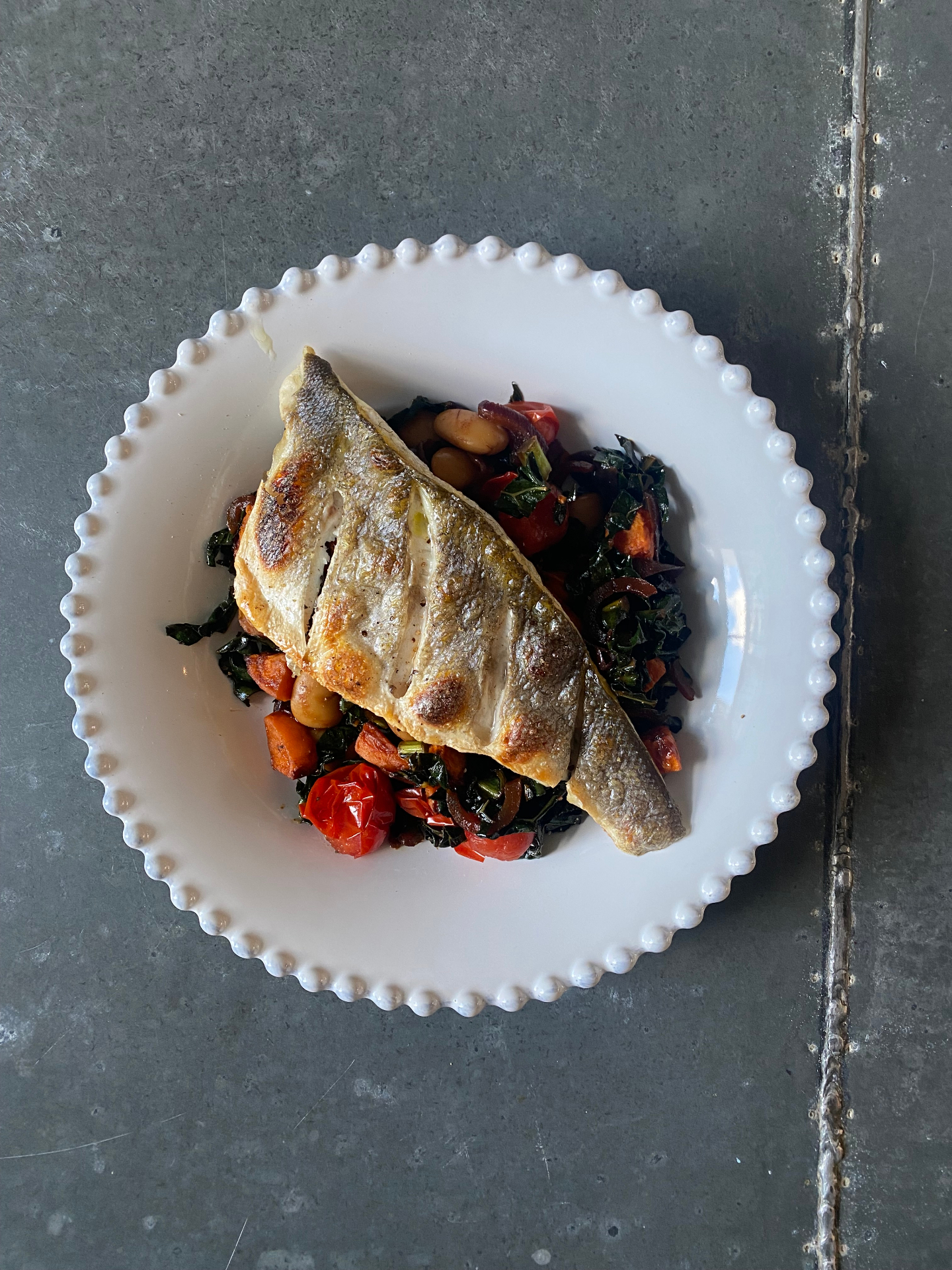 Sea bass tray bake