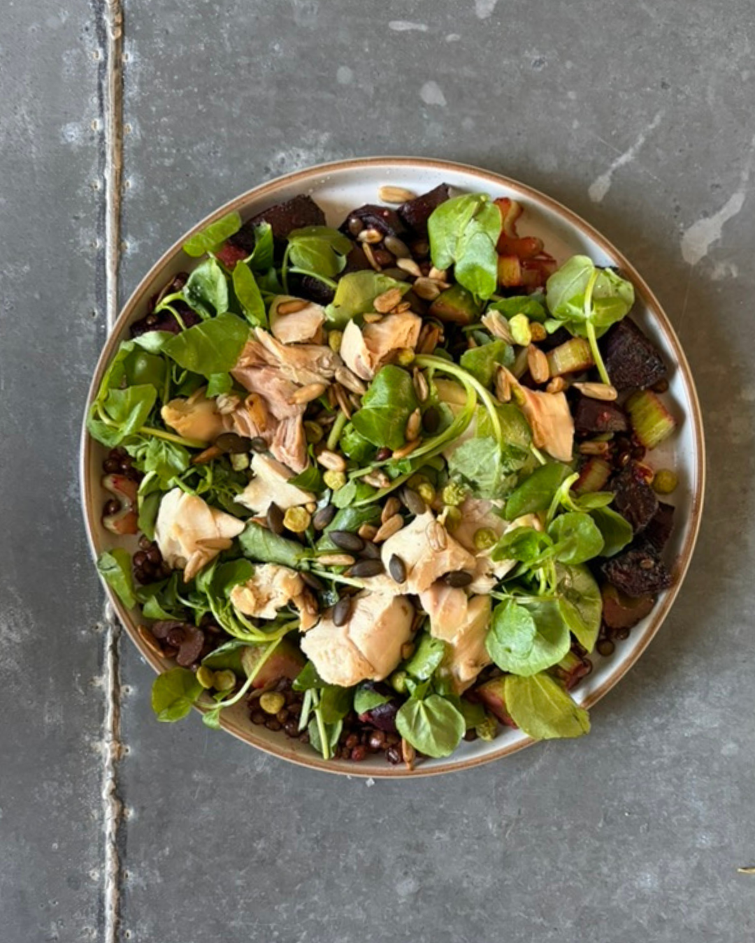 A simple seasonal lentil salad (with chicken)