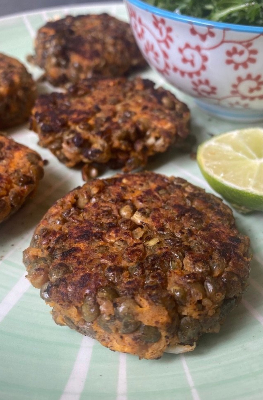 Spiced sweet potato & lentil patties